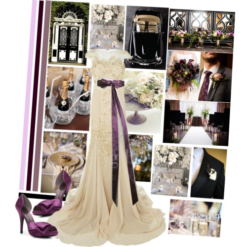 wedding colours cream and purple