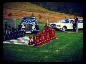 Brie and Steve Chess pieces Winery Wedding Sarabah Scenic Rim